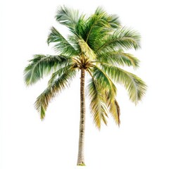 A tall palm tree against a white background