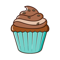 chocolate cupcake vector icon, chocolate cupcake vector illustration - simple illustration of chocolate cupcake, perfect for logos, and chocolate cupcake -themed designs.