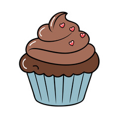 chocolate cupcake vector icon, chocolate cupcake vector illustration - simple illustration of chocolate cupcake, perfect for logos, and chocolate cupcake -themed designs.