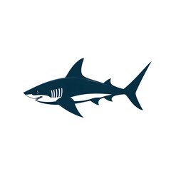 Fototapeta premium Sleek Shark Logo Design with Streamlined Dorsal Fin and Bold Lines