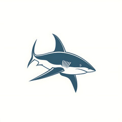 Fototapeta premium Simple 2D Flat Vector Shark Icon with Sharp, Angular Design