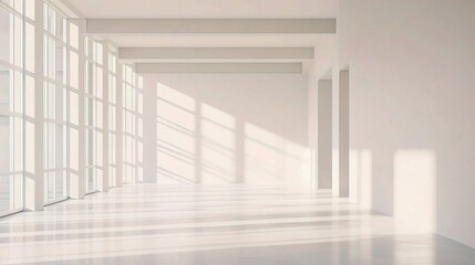 Fototapeta premium Bright and Open White Office Interior with Natural Light