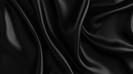 Fototapeta premium Elegant Black Silk Drape Fabric Texture Background