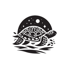 Black Color Turtle silhouette design Vector Illustration, Solid White Background 2.eps