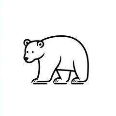 Obraz premium Arctic polar bear line art illustration, white background, children's book