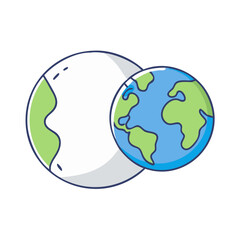 earth and moon together vector icon, earth and moon together vector illustration - simple illustration of earth and moon together, perfect for logos, and earth and moon together - themed designs.