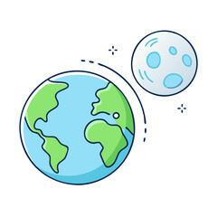 earth and moon together vector icon, earth and moon together vector illustration - simple illustration of earth and moon together, perfect for logos, and earth and moon together - themed designs.