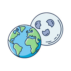 earth and moon together vector icon, earth and moon together vector illustration - simple illustration of earth and moon together, perfect for logos, and earth and moon together - themed designs.