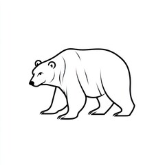 Polar bear line art, walking, white background, logo design