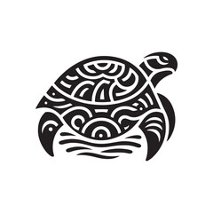 Black Color Turtle silhouette design Vector Illustration, Solid White Background 7.eps