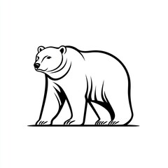 Arctic polar bear standing, graphic design, white background, wildlife logo