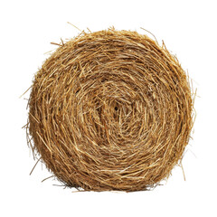 Obraz premium A Detailed Close-Up of a Round Hay Bale, Showing the Texture and Tightly Wound Straw