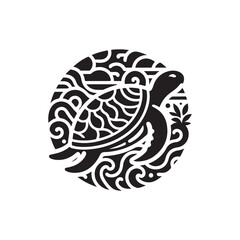 Black Color Turtle silhouette design Vector Illustration, Solid White Background 12.eps