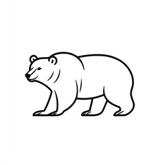 Obraz premium Walking polar bear line art, white background, wildlife illustration, logo design