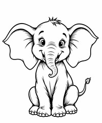 Obraz premium Cute cartoon elephant smiling joyfully