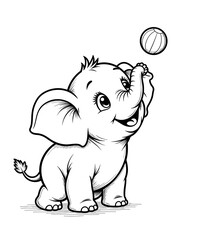 Fototapeta premium Happy elephant playing with a ball