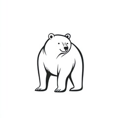 Standing polar bear illustration, white background, logo design