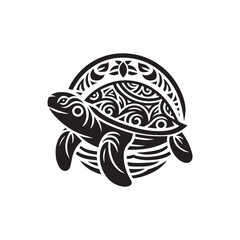Black Color Turtle silhouette design Vector Illustration, Solid White Background 17.eps