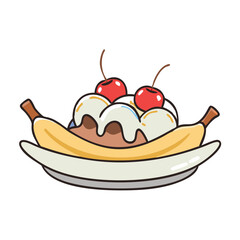 banana split vector icon, banana split vector illustration - simple illustration of banana split, perfect for logos, and banana split - themed designs.