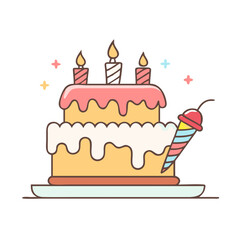 birthday cake ice cream vector icon, birthday cake ice cream vector illustration - simple illustration of birthday cake ice cream, perfect for logos, and birthday cake ice cream- themed designs.