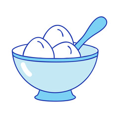 bowl of scoops vector icon, bowl of scoops vector illustration - simple illustration of bowl of scoops, perfect for logos, and bowl of scoops - themed designs.