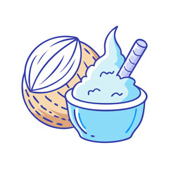 coconut ice cream vector icon, coconut ice cream vector illustration - simple illustration of coconut ice cream, perfect for logos, and coconut ice cream - themed designs.