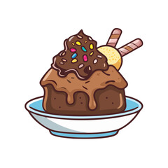 fudge brownie sundae vector icon, fudge brownie sundae vector illustration - simple illustration of fudge brownie sundae, perfect for logos, and fudge brownie sundae - themed designs.