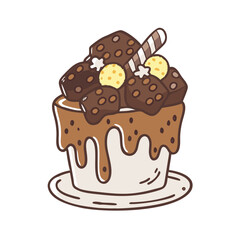 fudge brownie sundae vector icon, fudge brownie sundae vector illustration - simple illustration of fudge brownie sundae, perfect for logos, and fudge brownie sundae - themed designs.