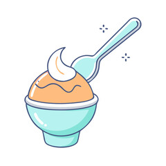 gelato with mini spoon vector icon, gelato with mini spoon vector illustration - simple illustration of gelato with mini spoon, perfect for logos, and gelato with mini spoon - themed designs.