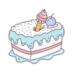 ice cream cake vector icon, ice cream cake vector illustration - simple illustration of ice cream cake, perfect for logos, and ice cream cake - themed designs.