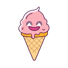 Colorful cartoon ice cream illustrations - Playful illustrations of ice cream in vibrant colors, 