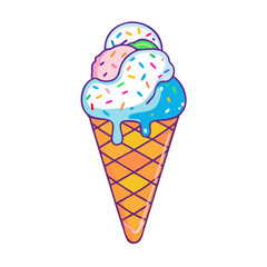 Colorful cartoon ice cream illustrations - Playful illustrations of ice cream in vibrant colors, 