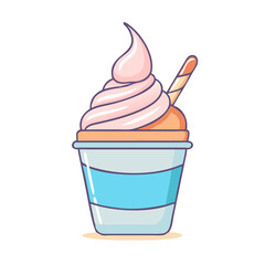 ice cream in a cup vector icon, ice cream in a cup vector illustration - simple illustration of ice cream in a cup, perfect for logos, and ice cream in a cup - themed designs.