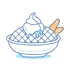 ice cream waffle bowl vector icon, ice cream waffle bowl vector illustration - simple illustration of ice cream waffle bowl, perfect for logos, and ice cream waffle bowl - themed designs.
