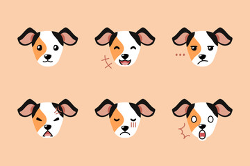 Obraz premium Set of cute character dog faces showing different emotions for design.
