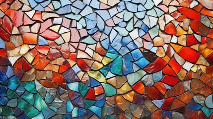Vibrant Multicolored Mosaic Tile Texture with Glossy Details