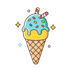 ice cream with candy toppings icon.