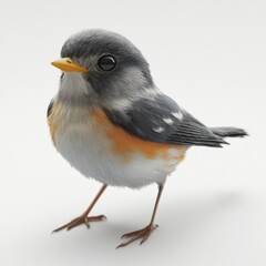 close up of a small bird standing on a white surface