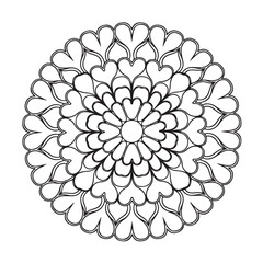 Mandala coloring page, bold line art, mandala black and white, mandala line art, love themed mandala line art, Pattern coloring page