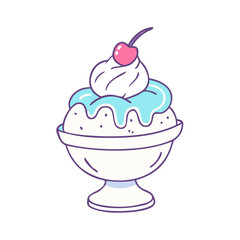 mini ice cream sundae vector icon, mini ice cream sundae vector illustration - simple illustration of mini ice cream sundae, perfect for logos, and mini ice cream sundae - themed designs.