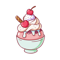mini ice cream sundae vector icon, mini ice cream sundae vector illustration - simple illustration of mini ice cream sundae, perfect for logos, and mini ice cream sundae - themed designs.