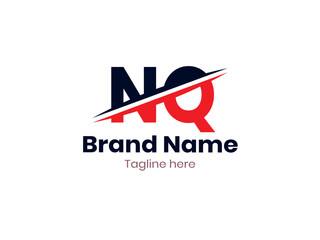 Vector NQ logo design divided by line. NQ logo template with red and black color. QN logo, QN letter