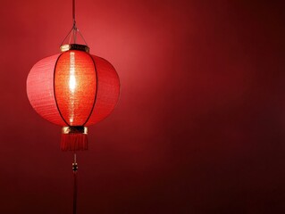 Obraz premium Illuminated Red Chinese Lantern Festive Asian Lamp Night Lights