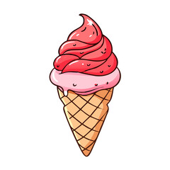 strawberry swirl cone vector icon, strawberry swirl cone vector illustration - simple illustration of strawberry swirl cone, perfect for logos, and strawberry swirl cone - themed designs.