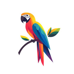 Fototapeta premium Sleek Parrot Logo Design with Perched Position and Abstract Style
