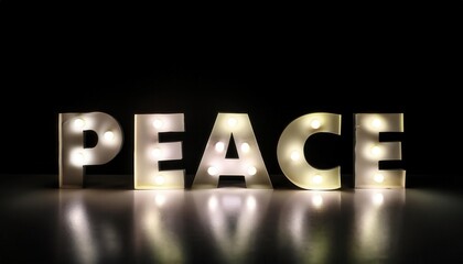 Obraz premium Illuminated Peace Letters on Black Background