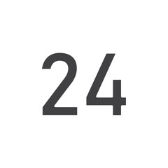num 24 icon Flat logo set collection