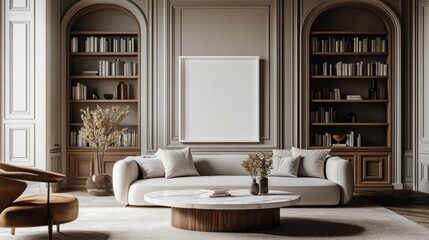 Modern Elegant Living Room with Minimalist Decor and Soft Colors