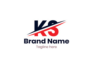 Vector KS logo design divided by line. KS logo template with red and black color. SK logo, SK letter