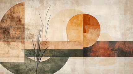 Abstract Geometric Sunset: Earthy Tones and Minimalist Design
